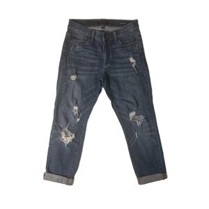 Judy Blue Women's Denim Jean Blue Boyfriend Fit Distressed Capris Size 5|27